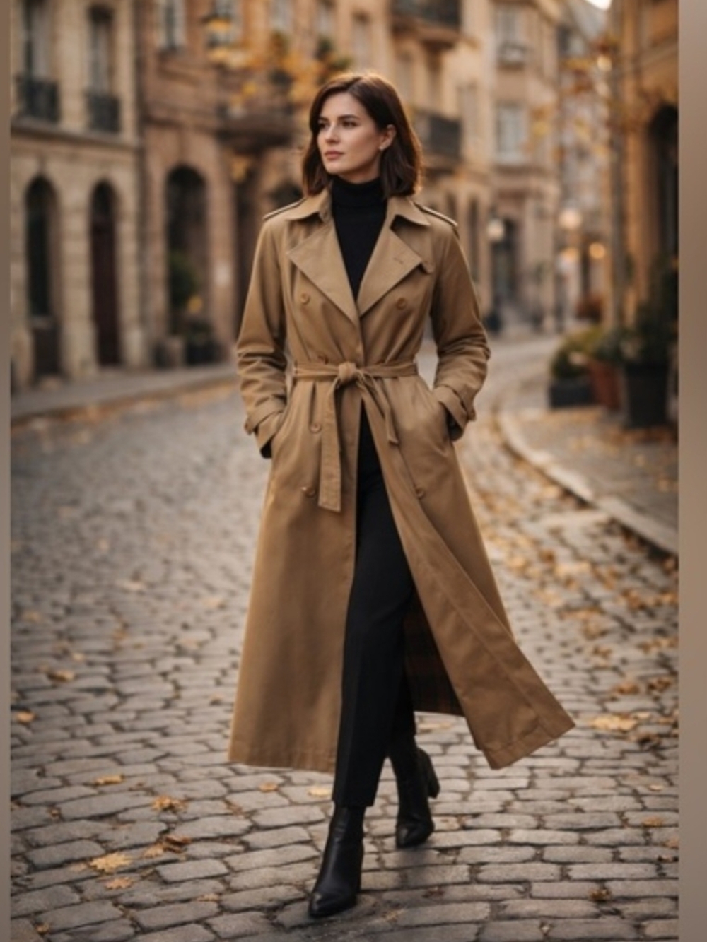 Vintage J. Gallert Tan Double-Breasted Trench Coat with Waist Tie Classic Sz 11